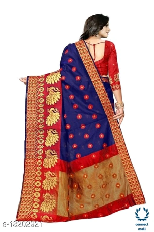 COTTON BASED JACQUARD SAREES - Saree LengthSize:5.5m Blouse Lenght Size:0.8, Cotton Silk, Zari woves, Pack of:1